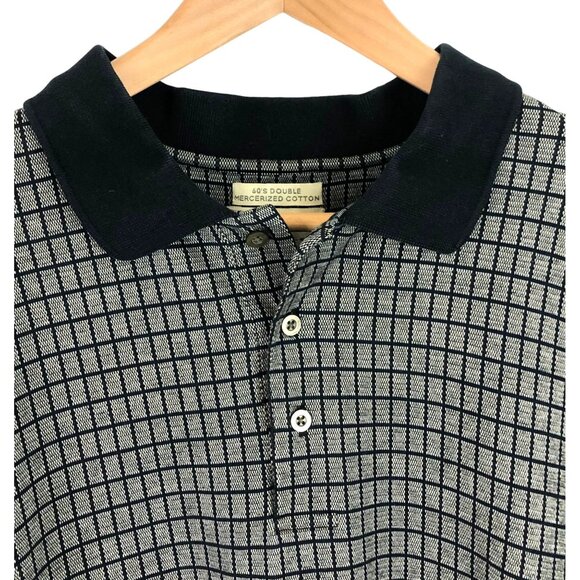Crossings Mens Size XL Black & Brown Plaid Short Sleeve Polo Shirt - Picture 2 of 11